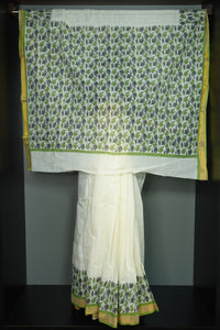 Screen Printed Kerala Cotton Sarees | PFS140