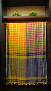 Bhagalpuri linen sarees with silver zari borders | MRD237