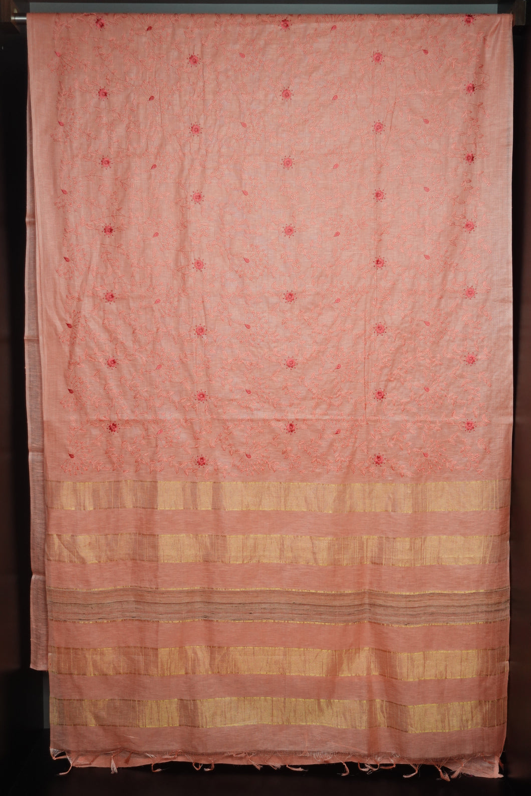 Floral Embroidered Noil Tussar Sarees  | MNH158