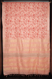 Tissue Finished Embroidered Semi Silk Saree | MNH159