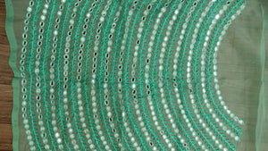 Pastel green color embroidered semi organza saree | JY106