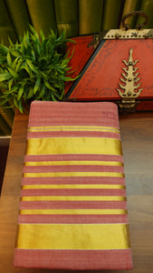 Redish pink and white color stripe design Chendamangalam handloom saree  | KC113