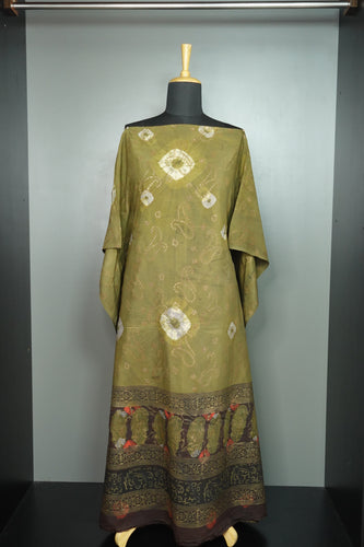 Mehandi Green Handblock Printed Kaftan | STITCHED | MC504