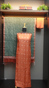 Silver Zari Buta Weaving Pattern Linen Salwar Set | JCL593