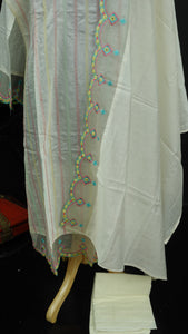 Cream colour semi stitched muslin salwar set | IO148