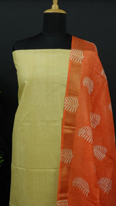 Yellow and orange color bhagalpuri linen salwar set | SH122