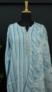 Blue colour semi stitched muslin salwar set | IO154