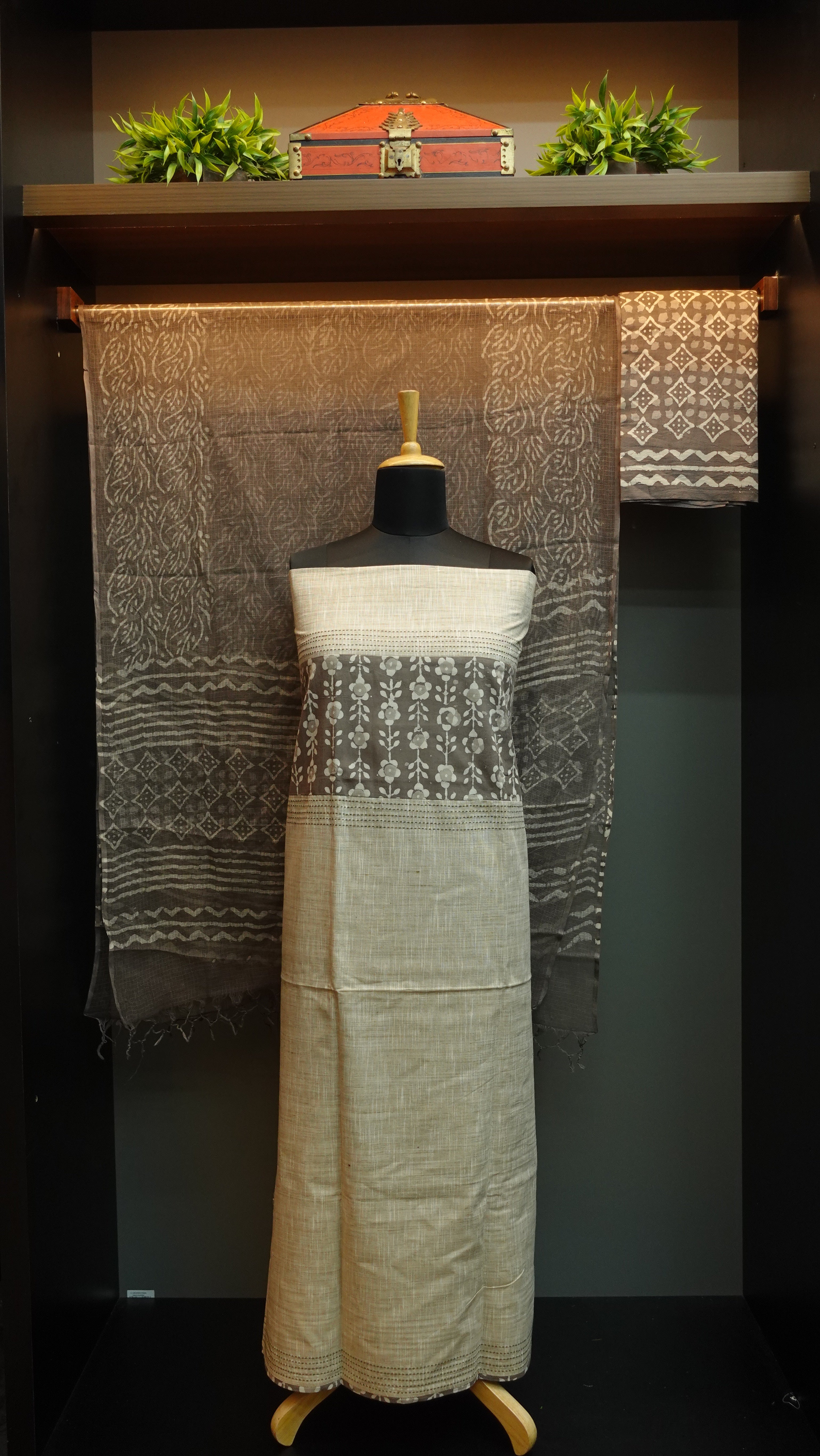 Linen finished cotton salwar sets with bhagru prints | PF863