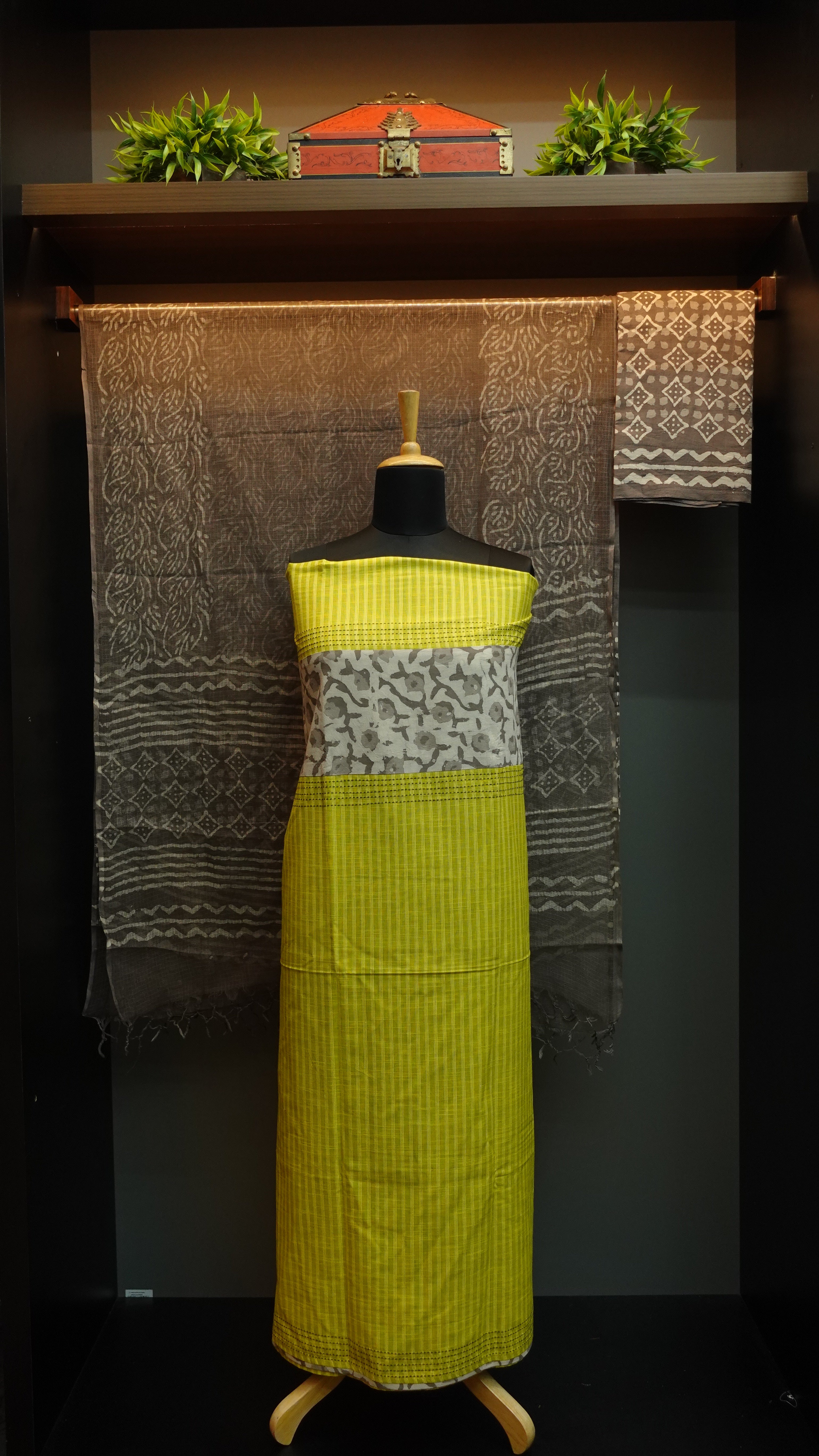 Linen finished cotton salwar sets with bhagru prints | PF863