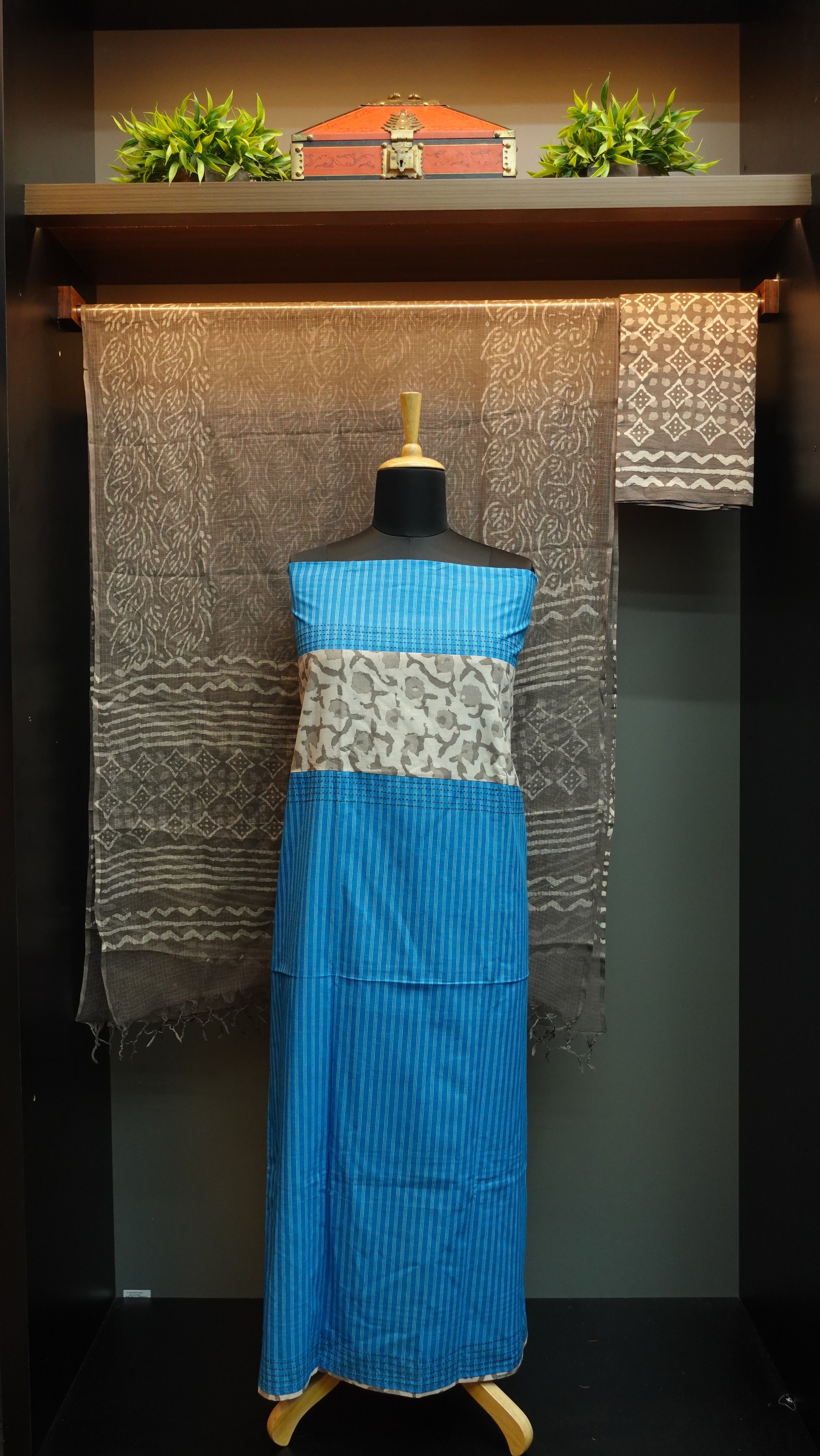 Linen finished cotton salwar sets with bhagru prints | PF863