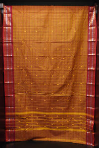 Check Weave Patterned  Cotton Sarees  | VR135