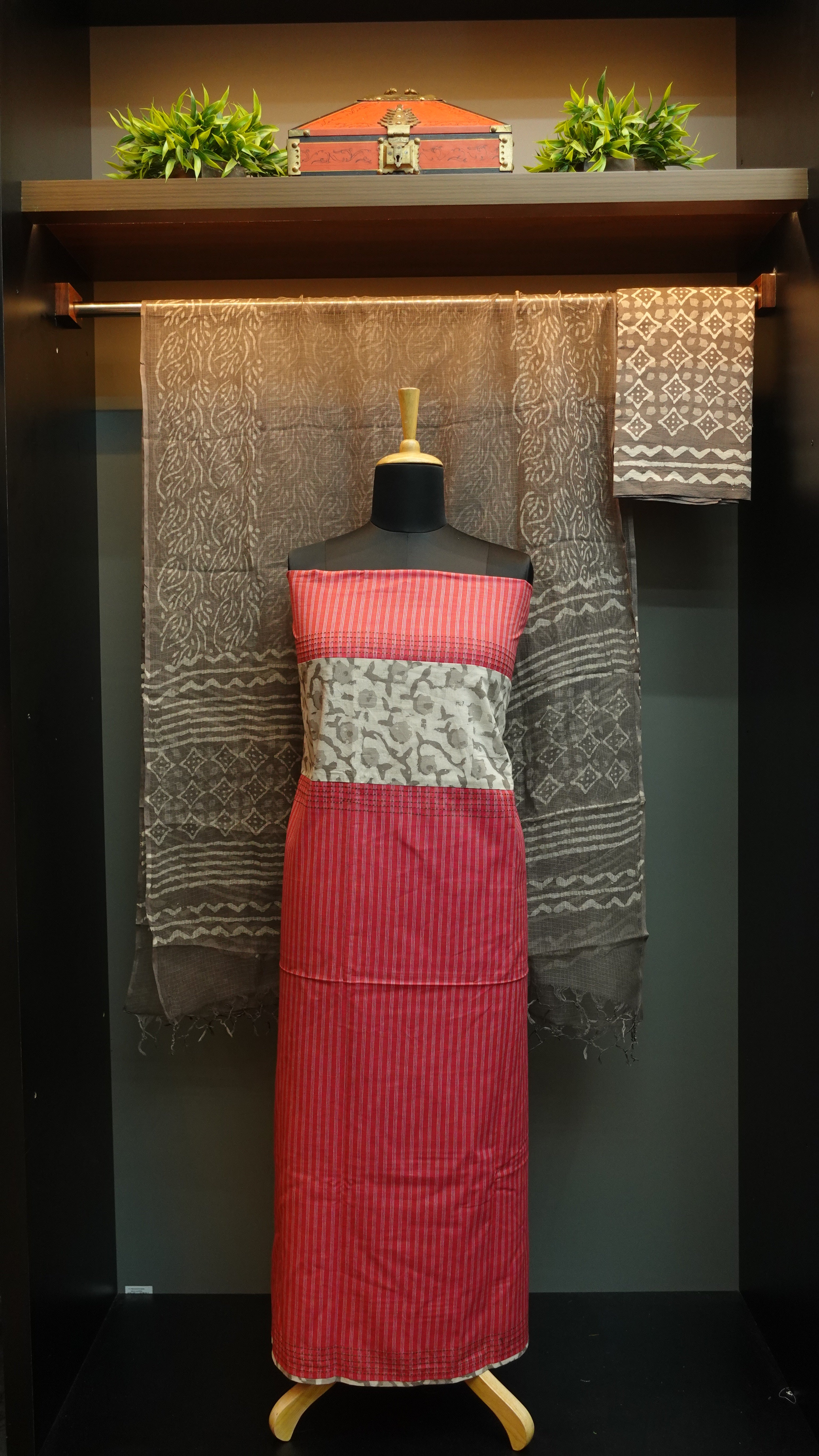 Linen finished cotton salwar sets with bhagru prints | PF863