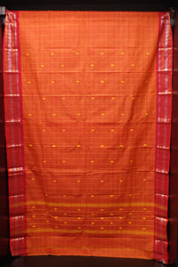 Check Weave Patterned  Cotton Sarees  | VR135