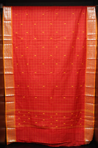 Check Weave Patterned Kanchi Cotton Sarees | VR137