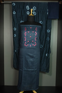 Embroidery Slub linen Salwar Sets  | AV104