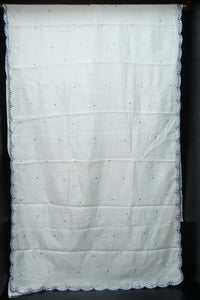 White Colour Embroidered Semi Silk Finish Sarees | ACT632