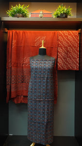 Ajrak pattern block printed cotton salwar sets | KA233