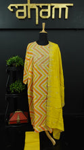 Yellow and orange color semi stitched party wear muslin salwar set | IO161