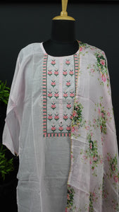 Pink color semi stitched party wear muslin salwar set | IO170