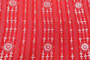 Bright Red Kantha Hand Embroidered Blouse Piece in Cotton Material |SA152