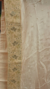 Peach colour semi stitched semi silk salwar set | SW667