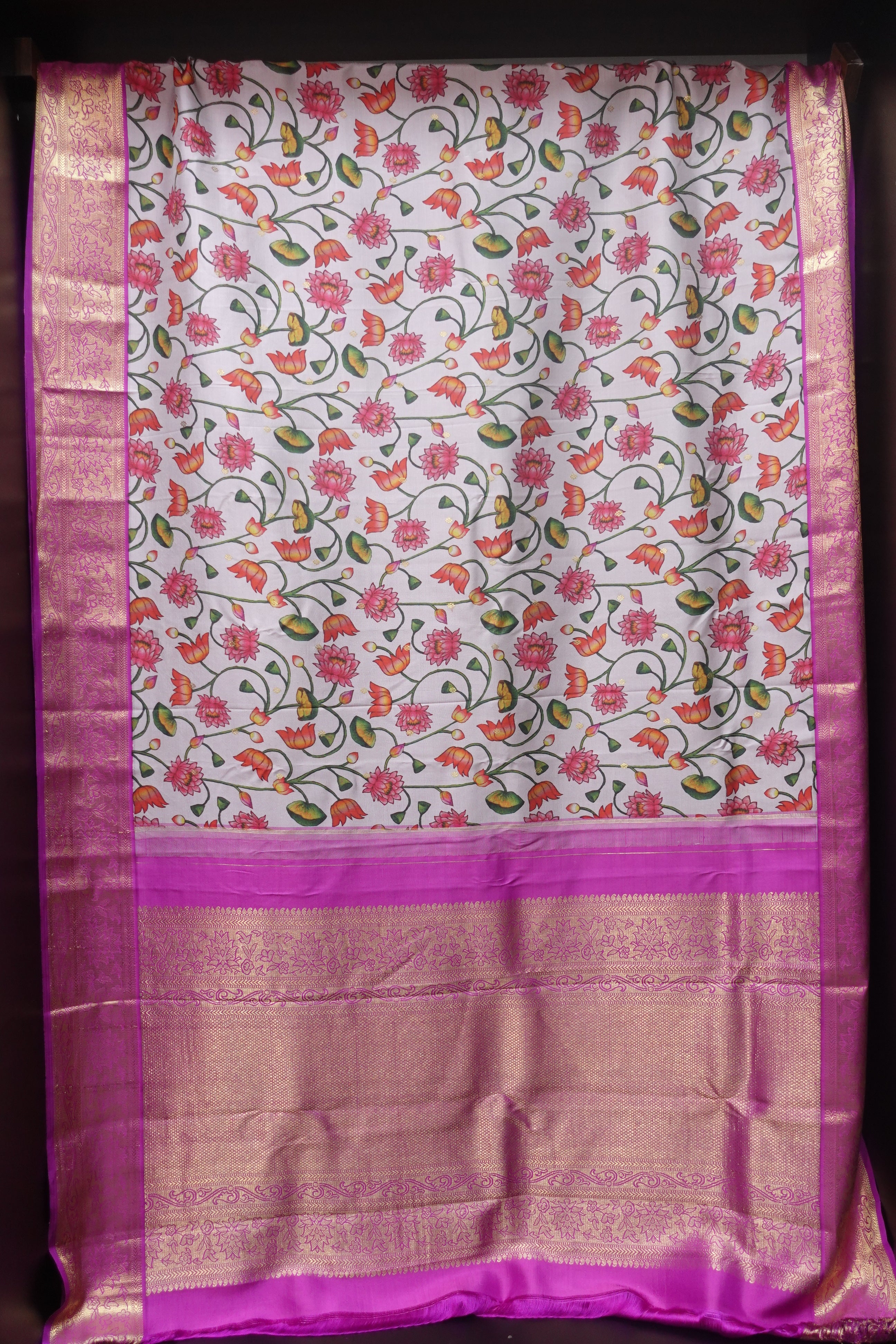 Digital Printed Kanchipuram Saree With Traditional Border | AK116