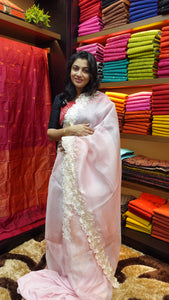 Partywear embroidered organza sarees | SBS156