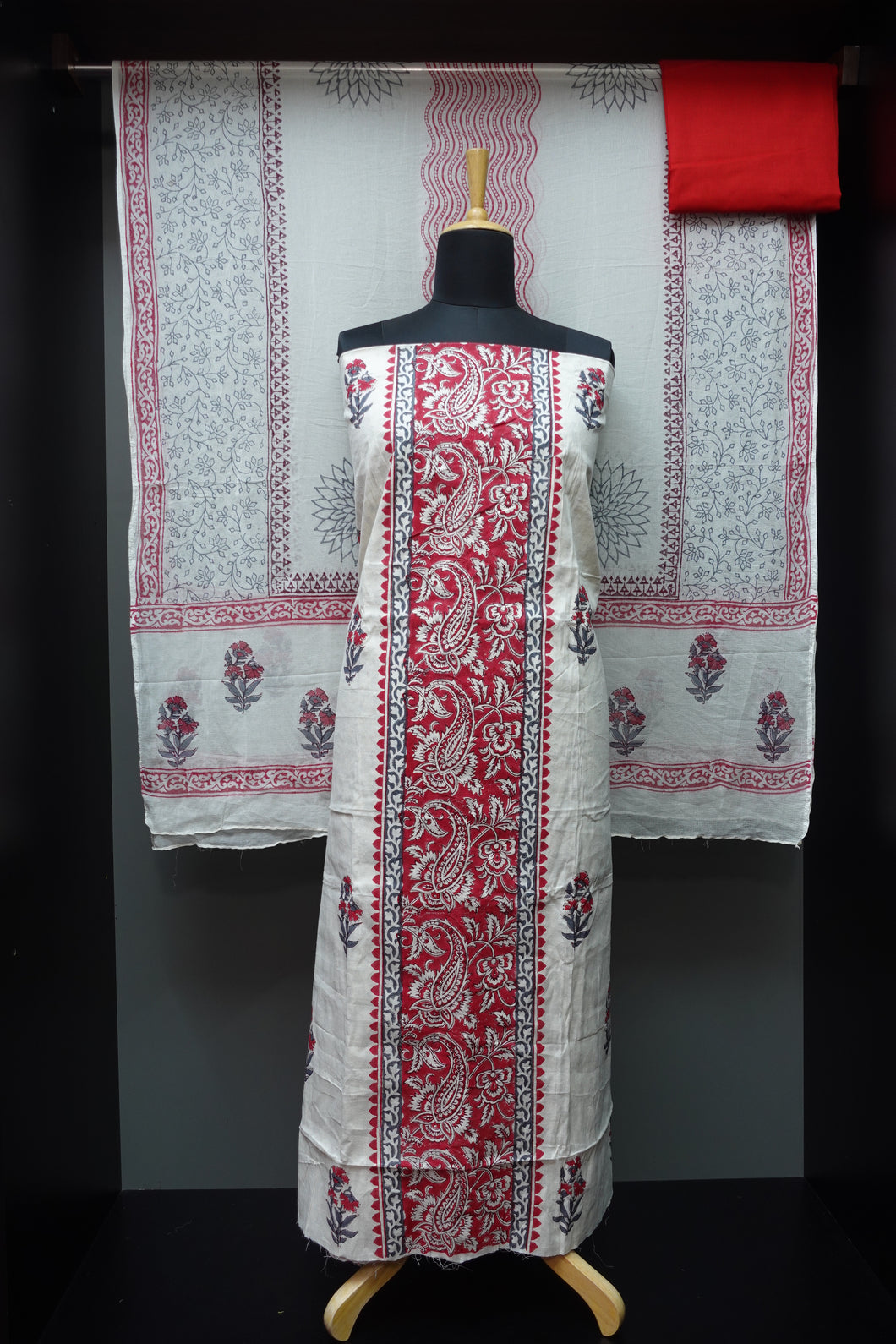 Block Printed Jacquard Weave Cotton Salwar Sets | SW1132