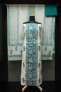 Block Printed Jacquard Weave Cotton Salwar Sets | SW1132