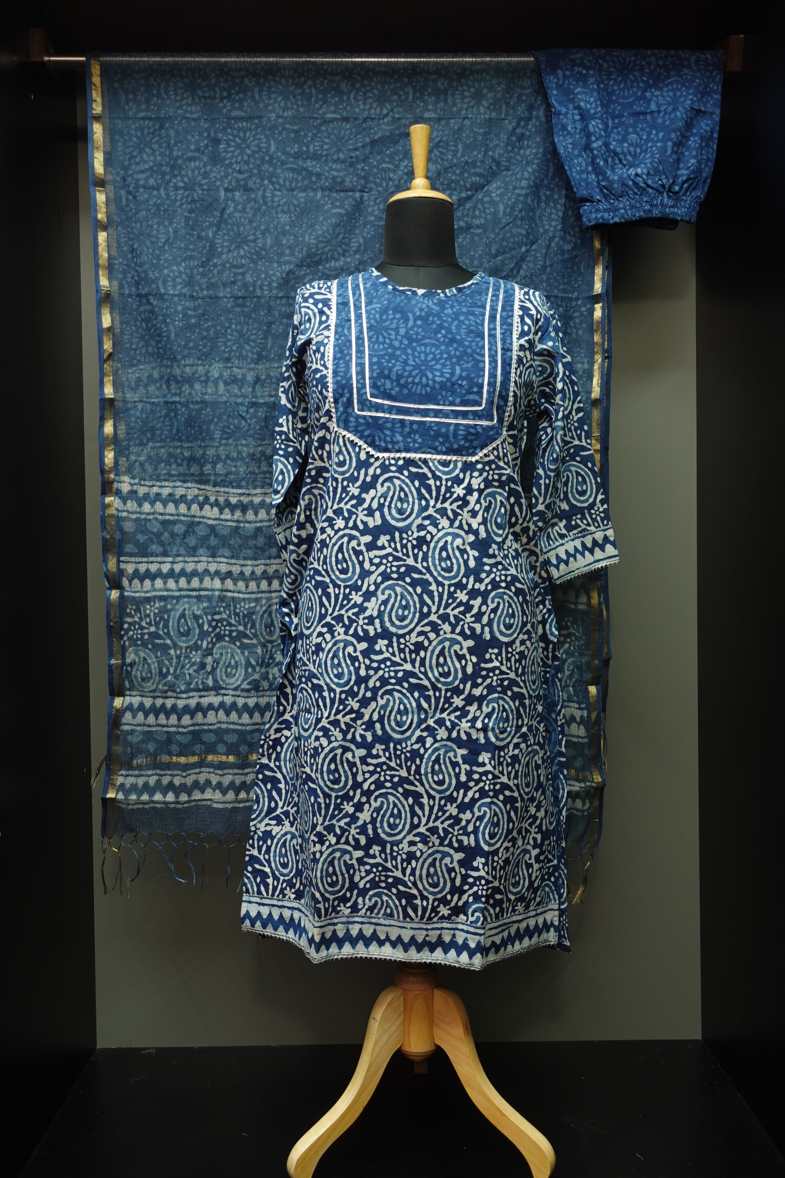 Natural Dyed Stitched Cotton Salwar Sets | VFC252