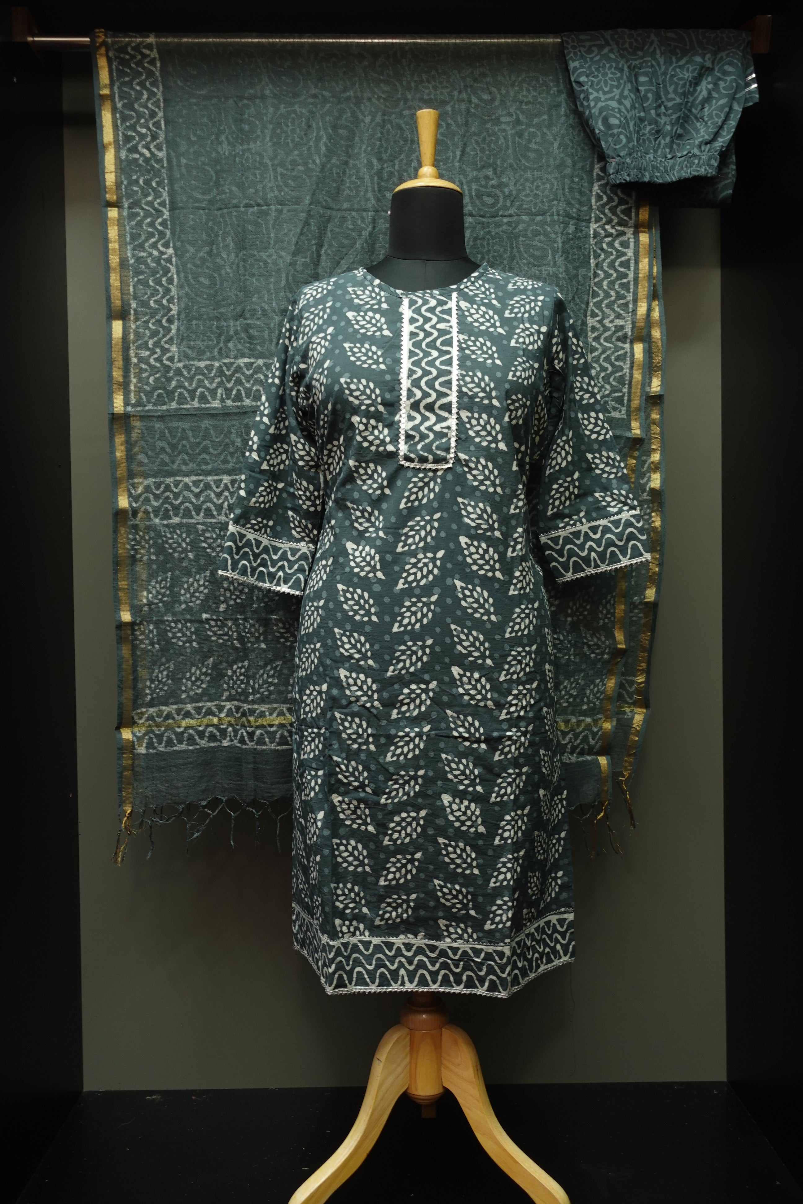 Natural Dyed Stitched Cotton Salwar Sets | VFC252
