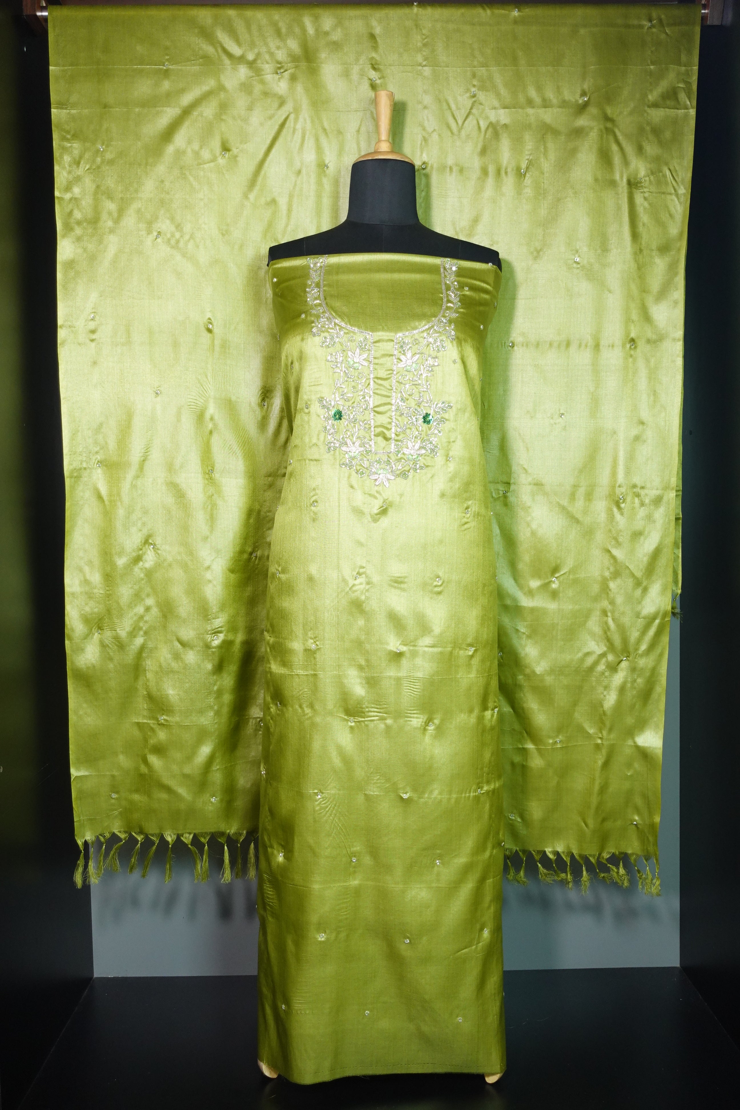 Hand Embroidered Tussar Salwar Sets | AH694