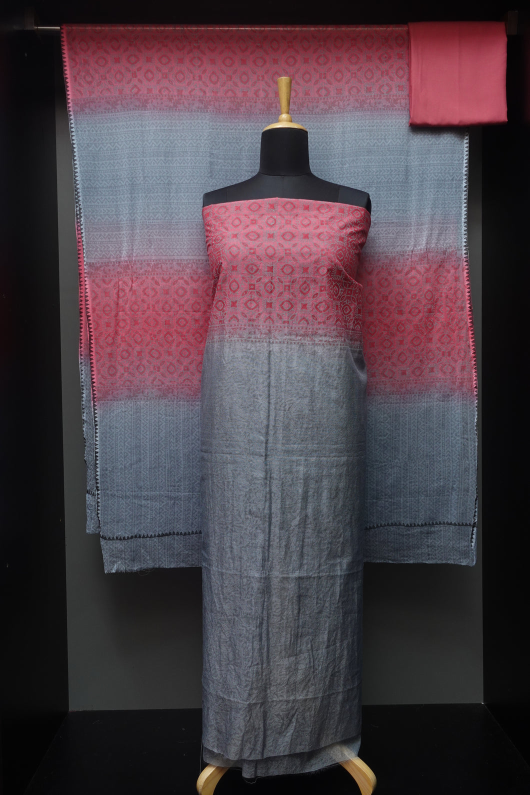 Pink and Grey Colour Shaded Kota Salwar Set | JY502