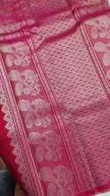 Beige with magenta pink color combination soft silk kanchipuram saree | MHD105