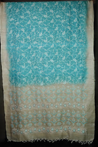 Paisley Designed Computerized Machine Embroidered Tussar Sarees | HS643