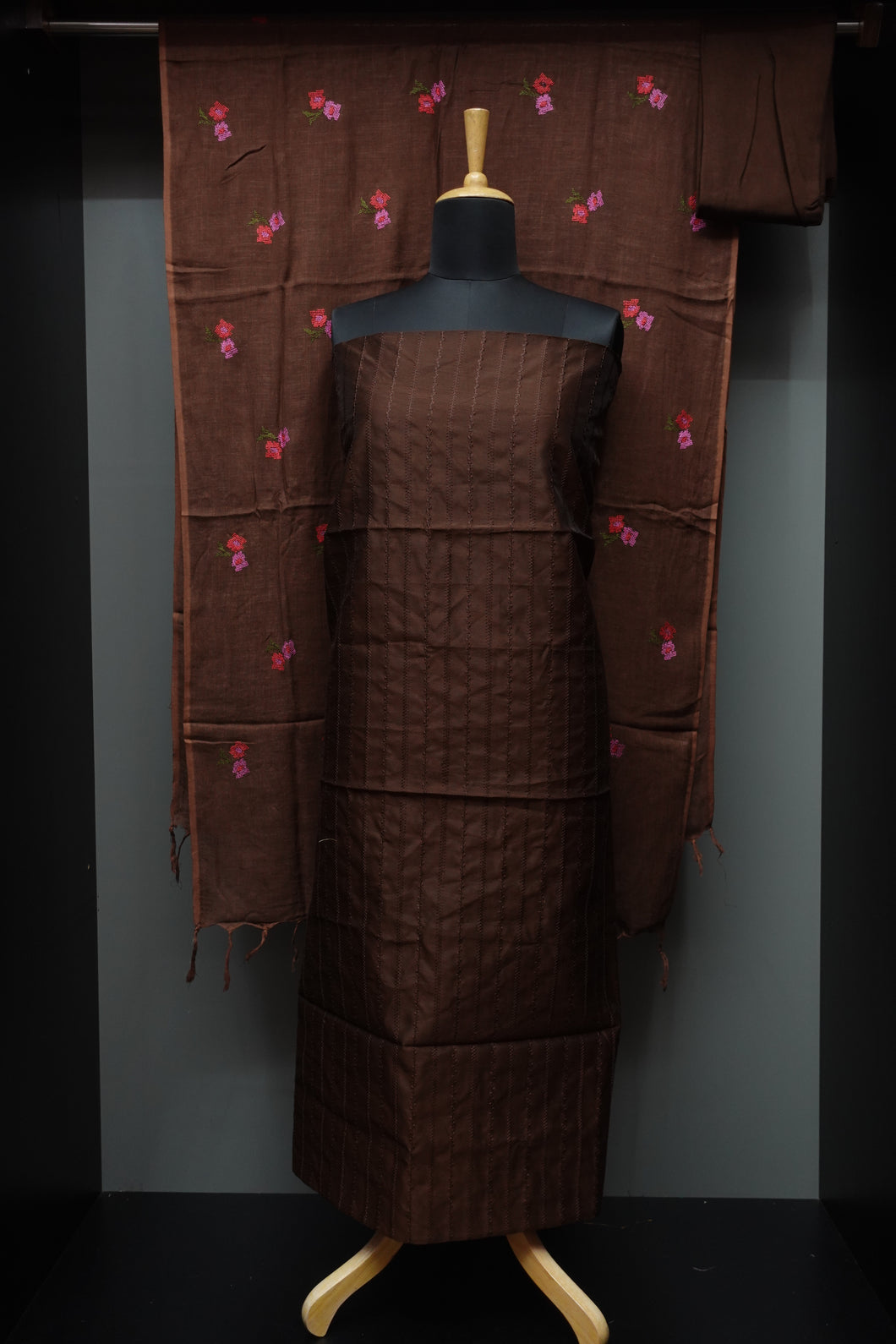 Semi Silk Salwar Sets With Stripe Pattern | PF901