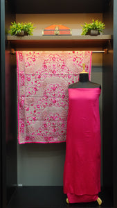 Magenta pink colour glazed cotton salwar set with phulkari dupatta | VET207