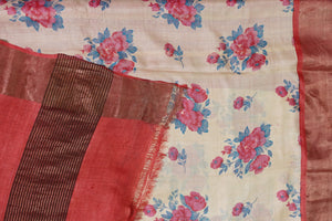 Screen Printed Tussar Sarees | HS680
