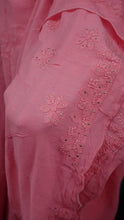 Peach pink colour hand lucknowi worked georgette saree | SR254