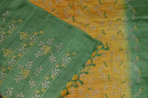 Floral Jhal Embroidered Tussar Sarees | HS642