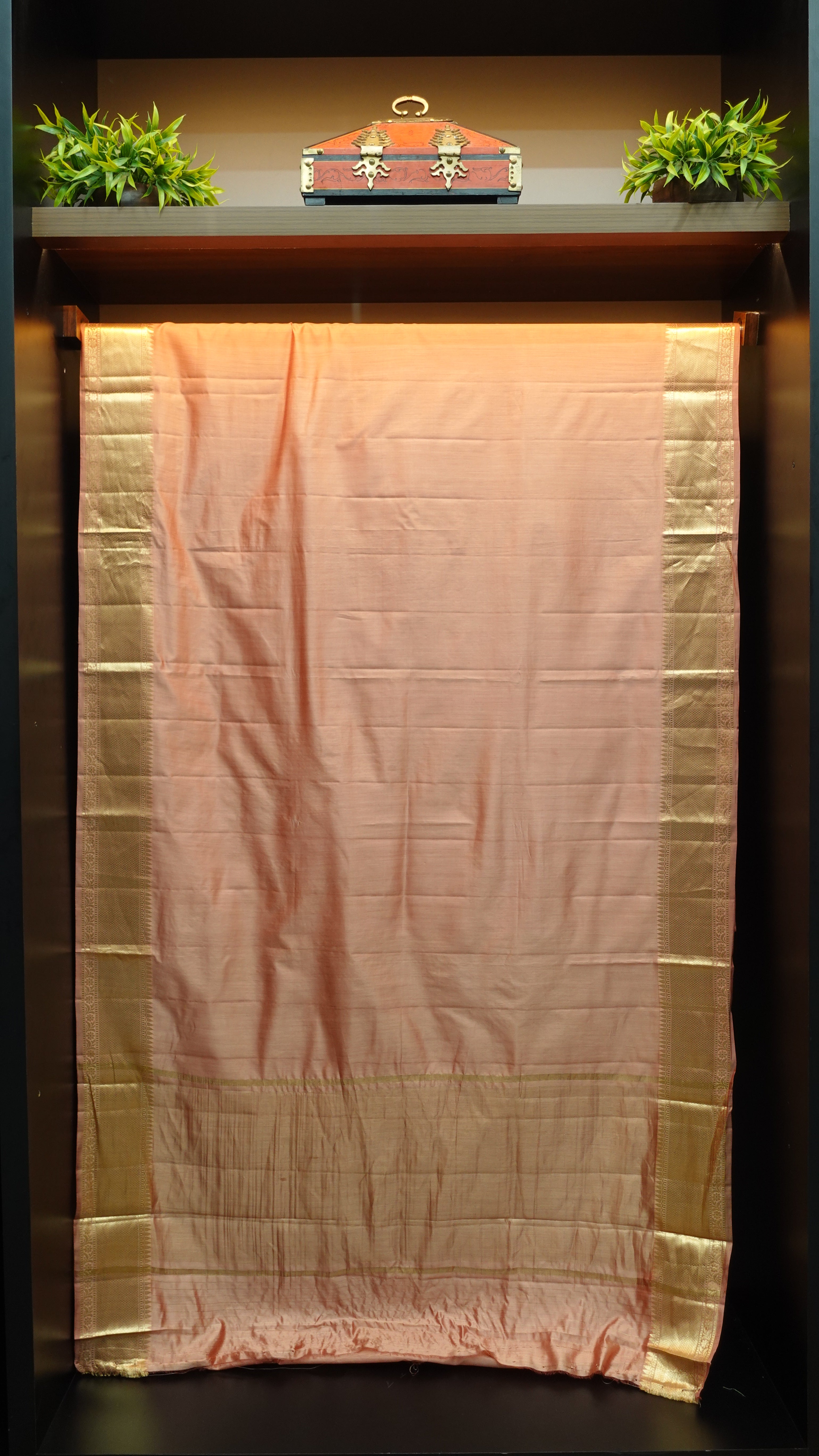 Light Golden Zari Weaving Chiniya Silk Saree | JCL513