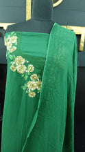 Bottle green color applique work embroidered georgette salwar set | JCL381