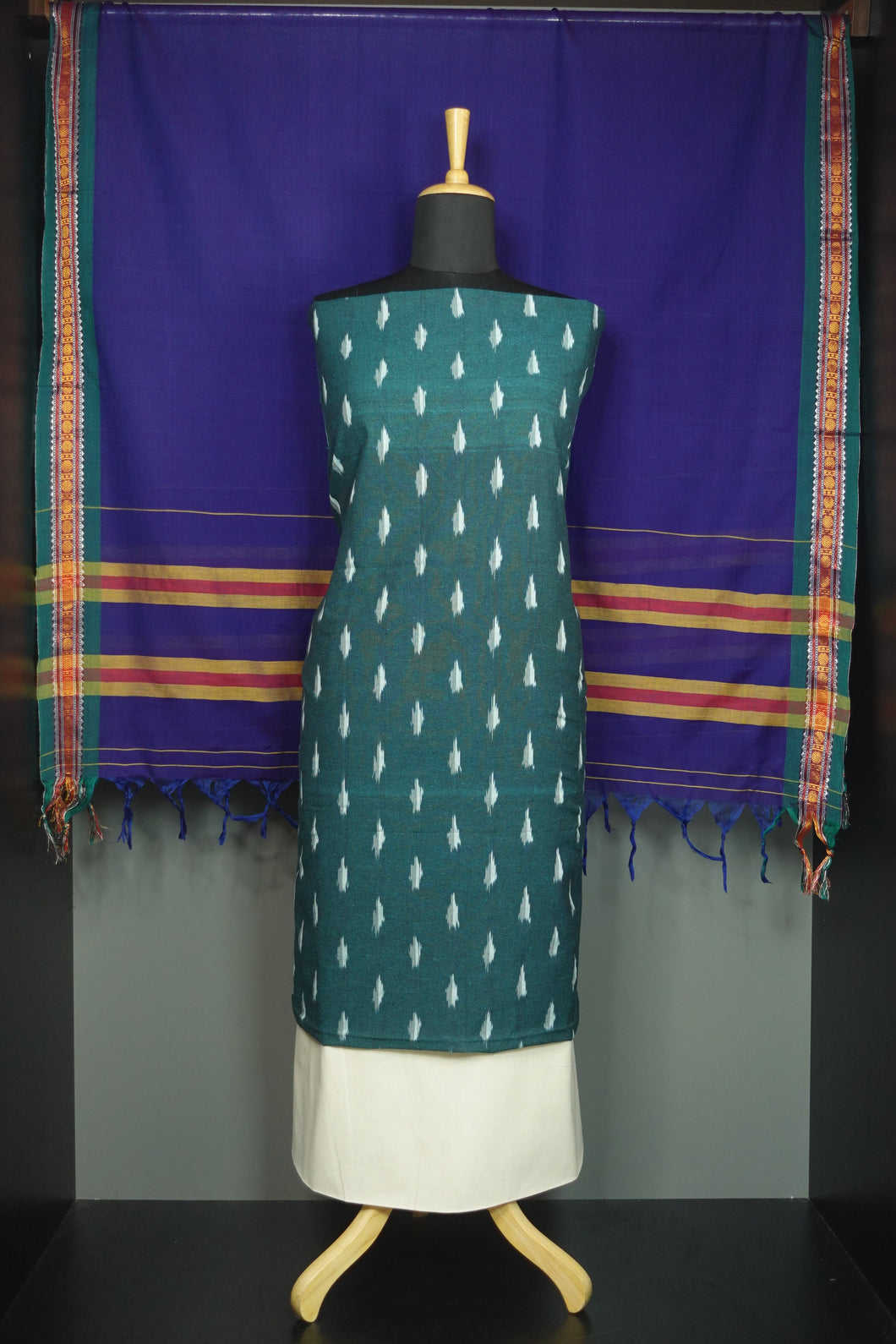 Ikkat Designed Mercerized Cotton Salwar Sets Unstitched | SC193