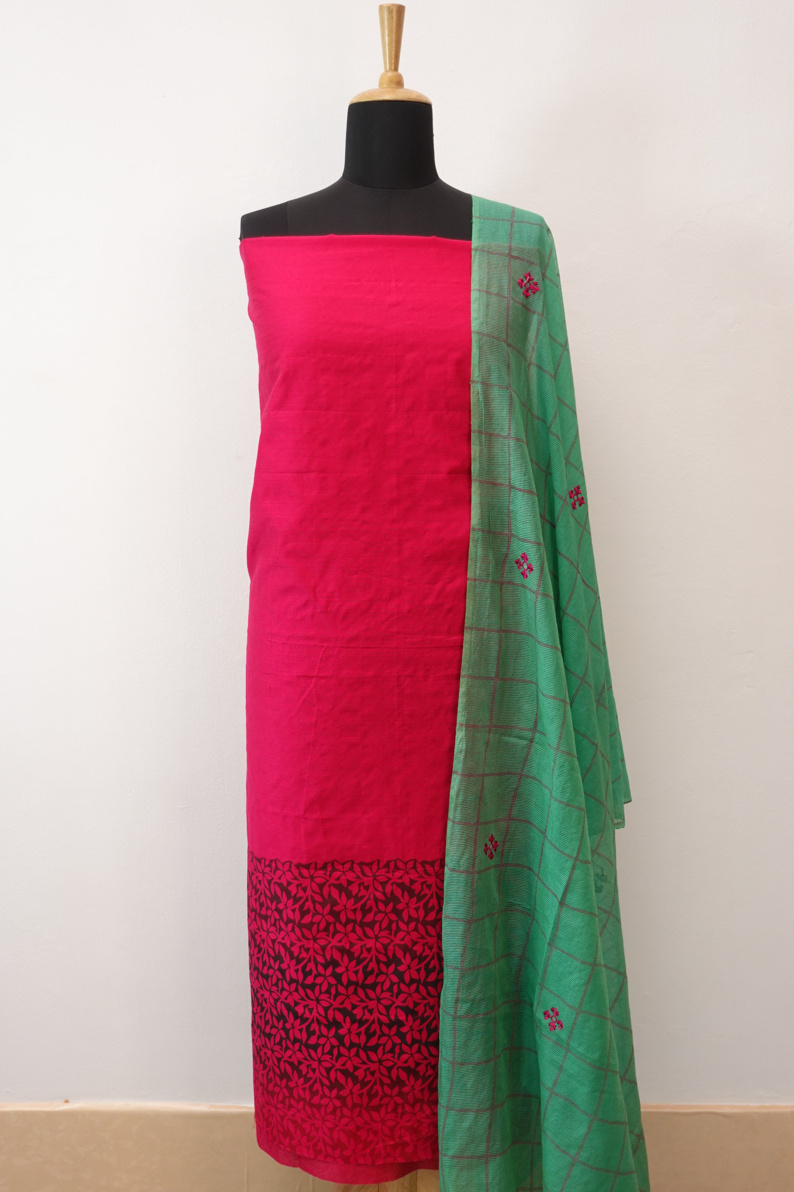 Screen Printed Semi Silk Top & Kota Dupatta Set | SS886