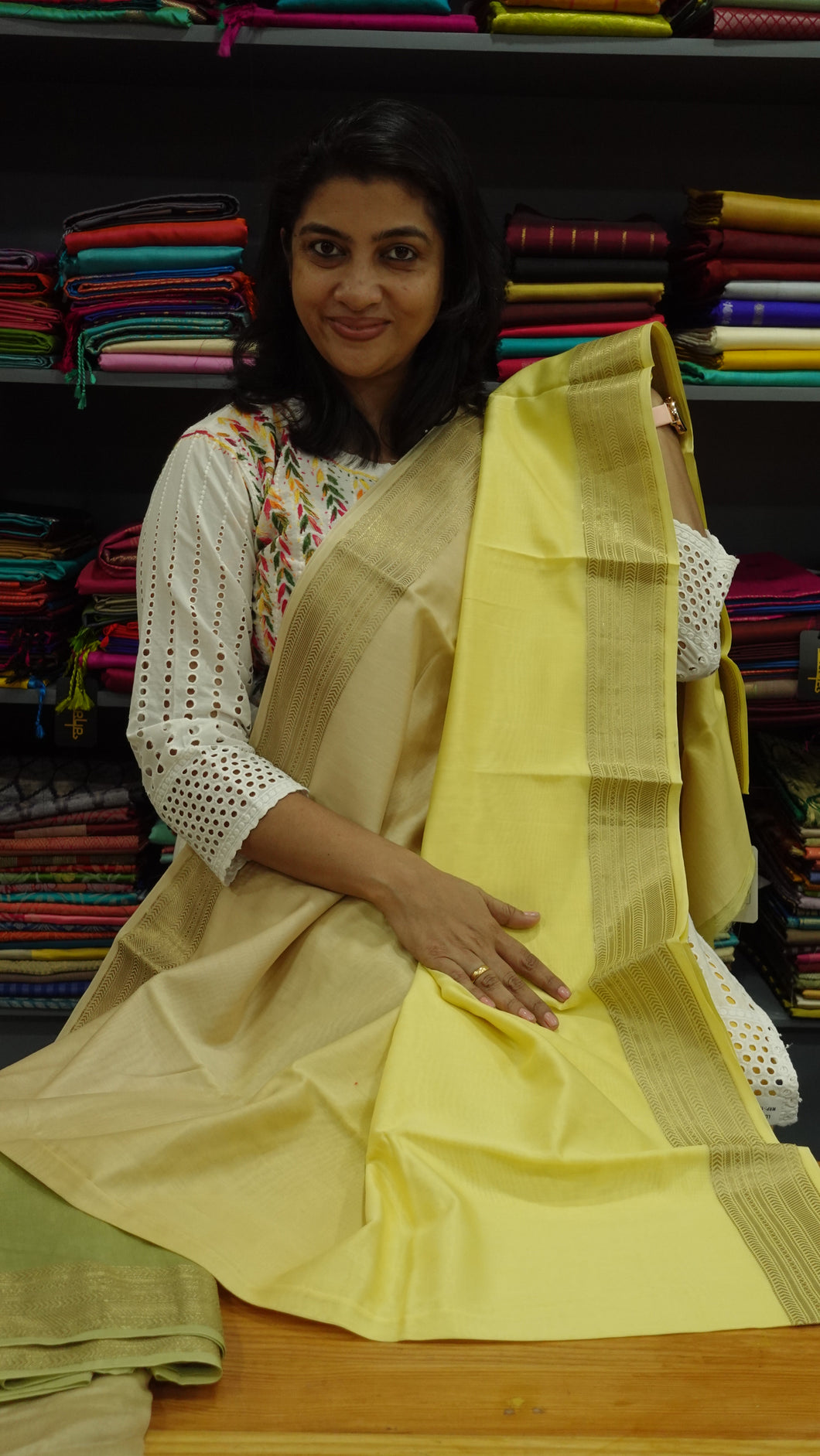 Soft chanderi saree with banarasi border design | MK292