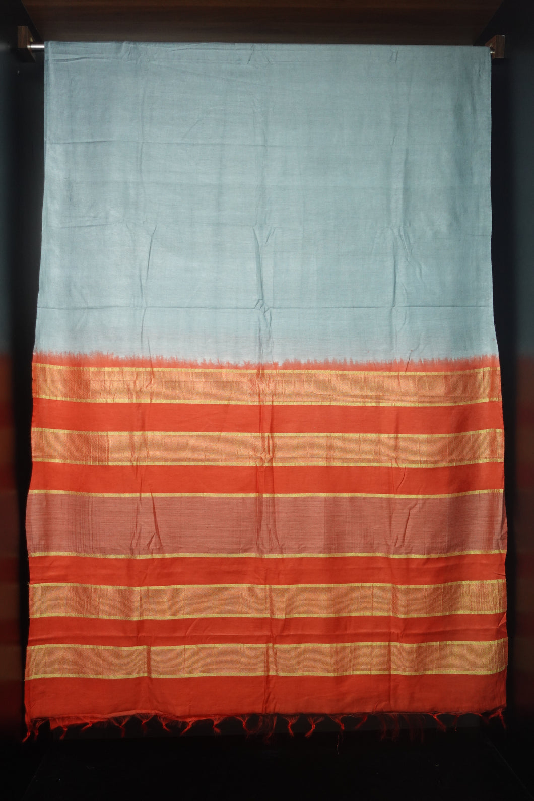 Thread Weave Patterned Bhagalpuri Linen Finished Saree |  AHD276