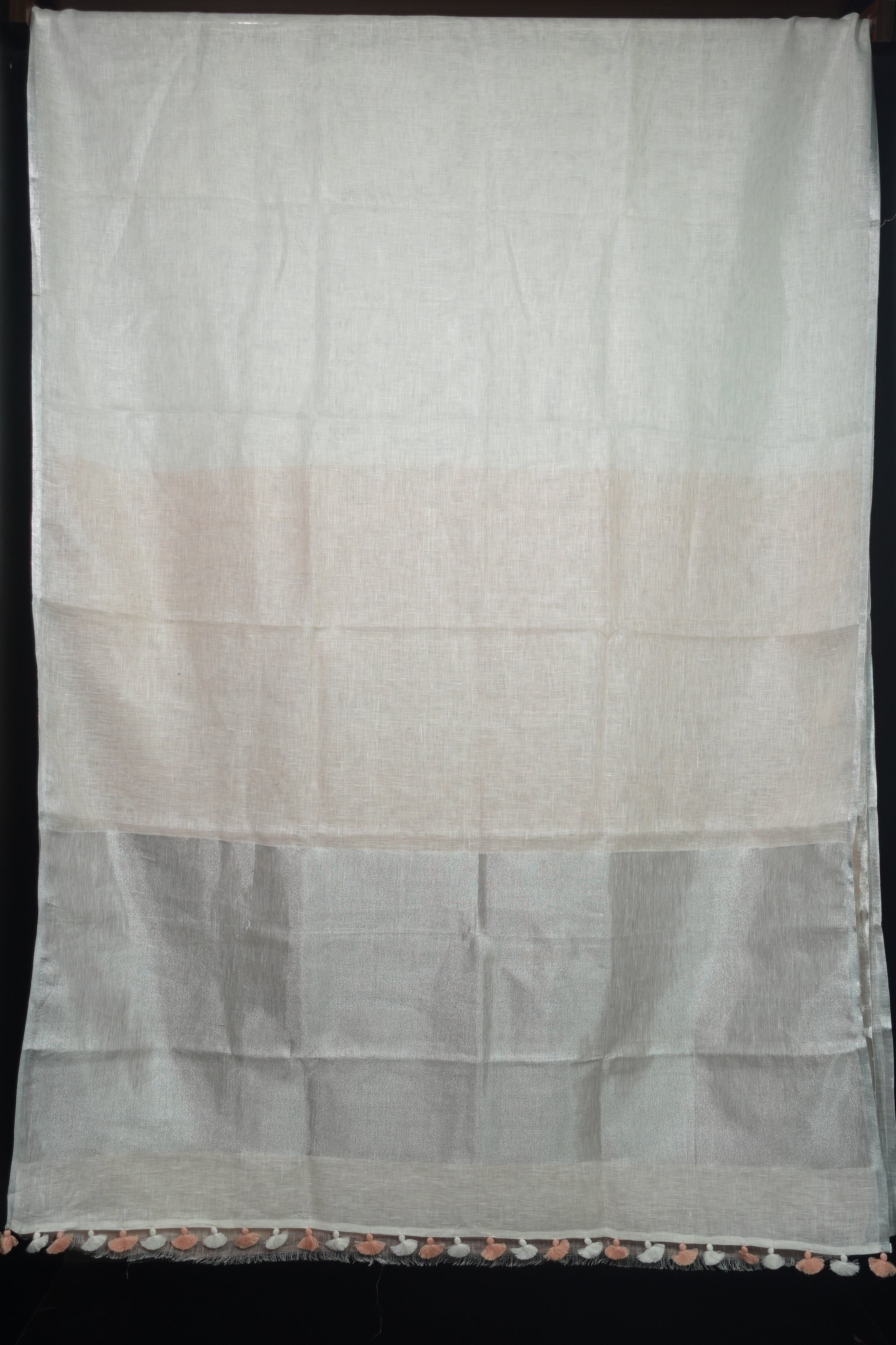White Color Linen Saree | AHD386