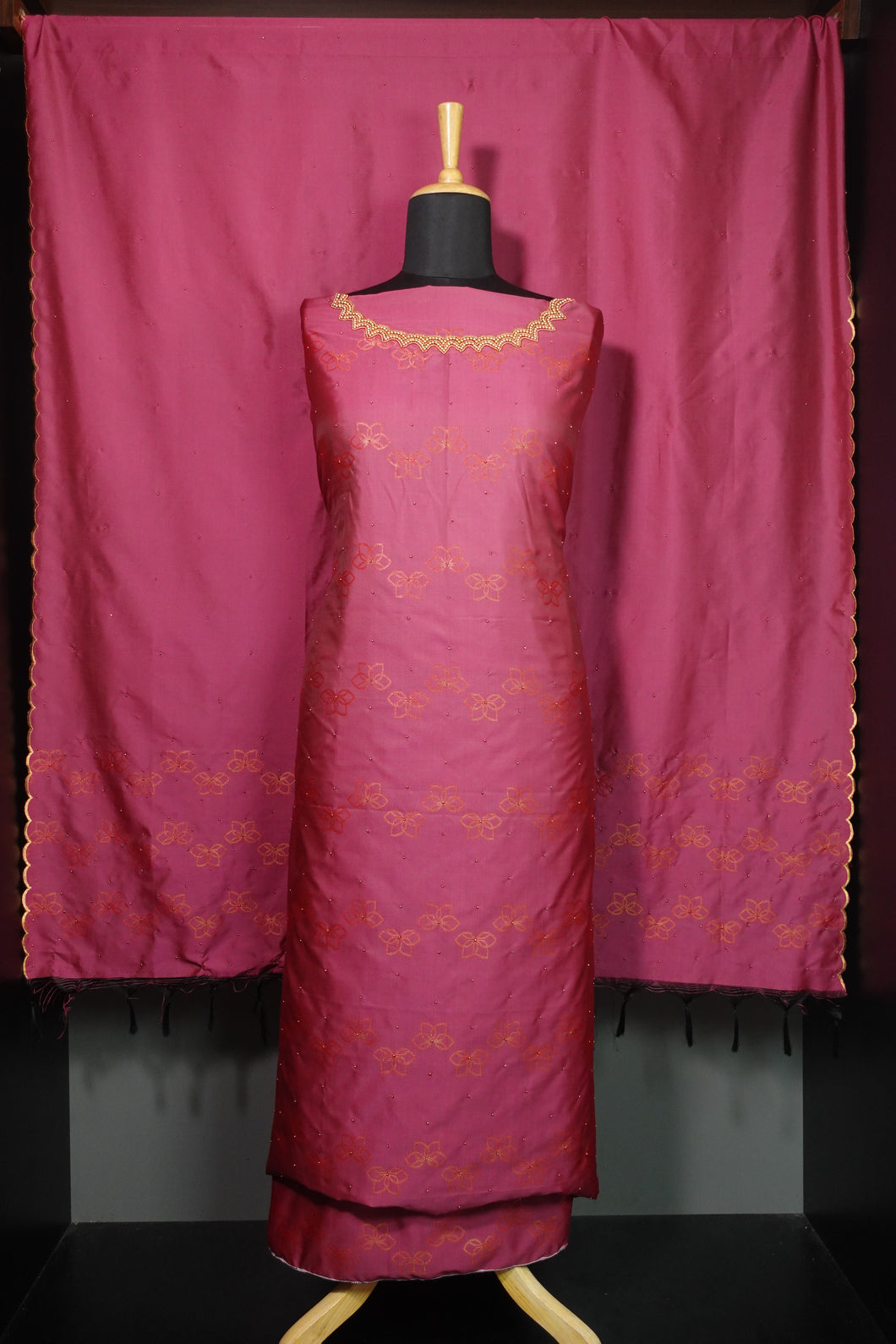 Copper Zari Weaved Semi Silk Salwar Set | KT204