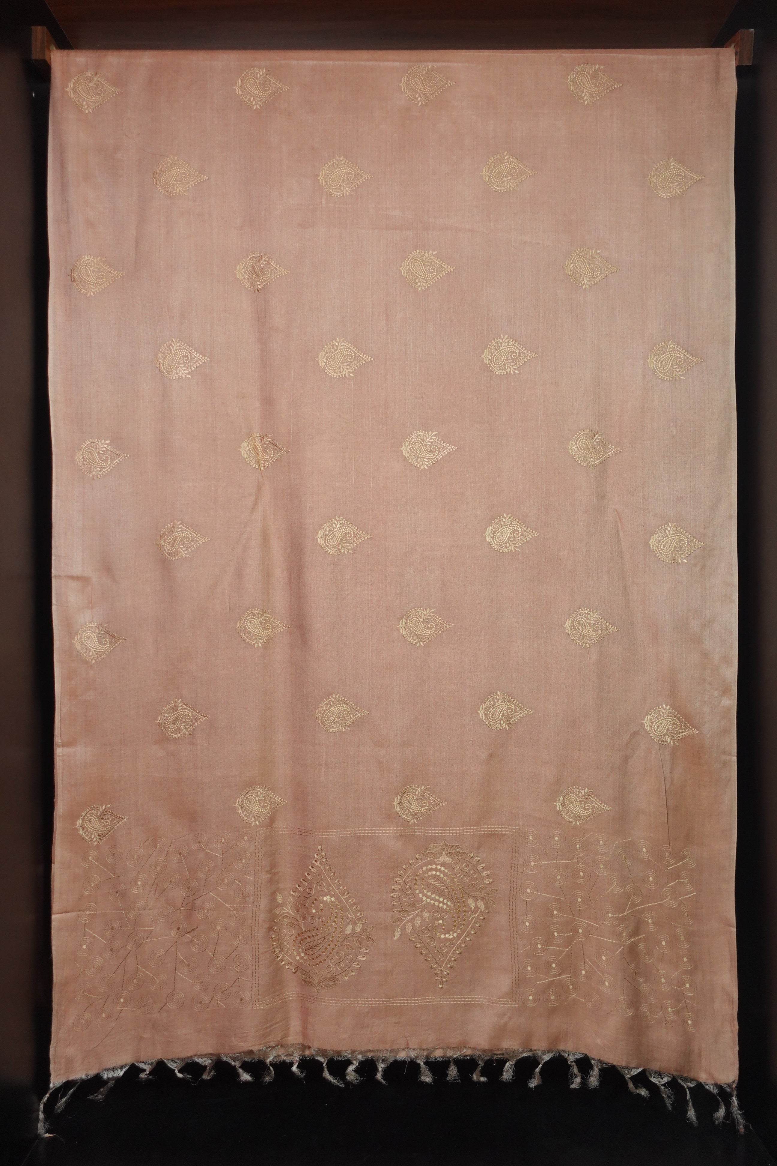 Computerized Machine Embroidery Bamboo Tussar Saree | MNH227