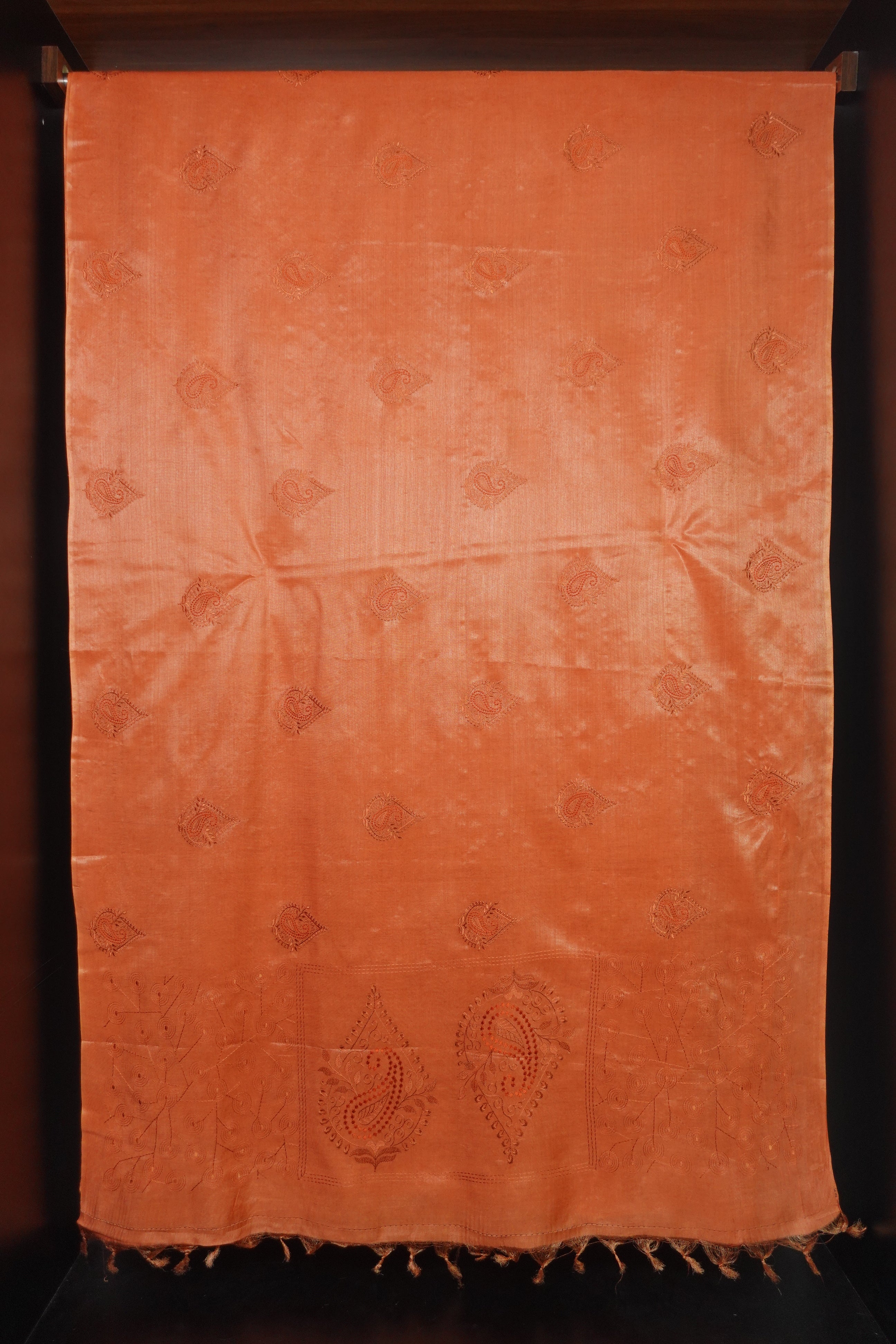 Computerized Machine Embroidery Bamboo Tussar Saree | MNH227